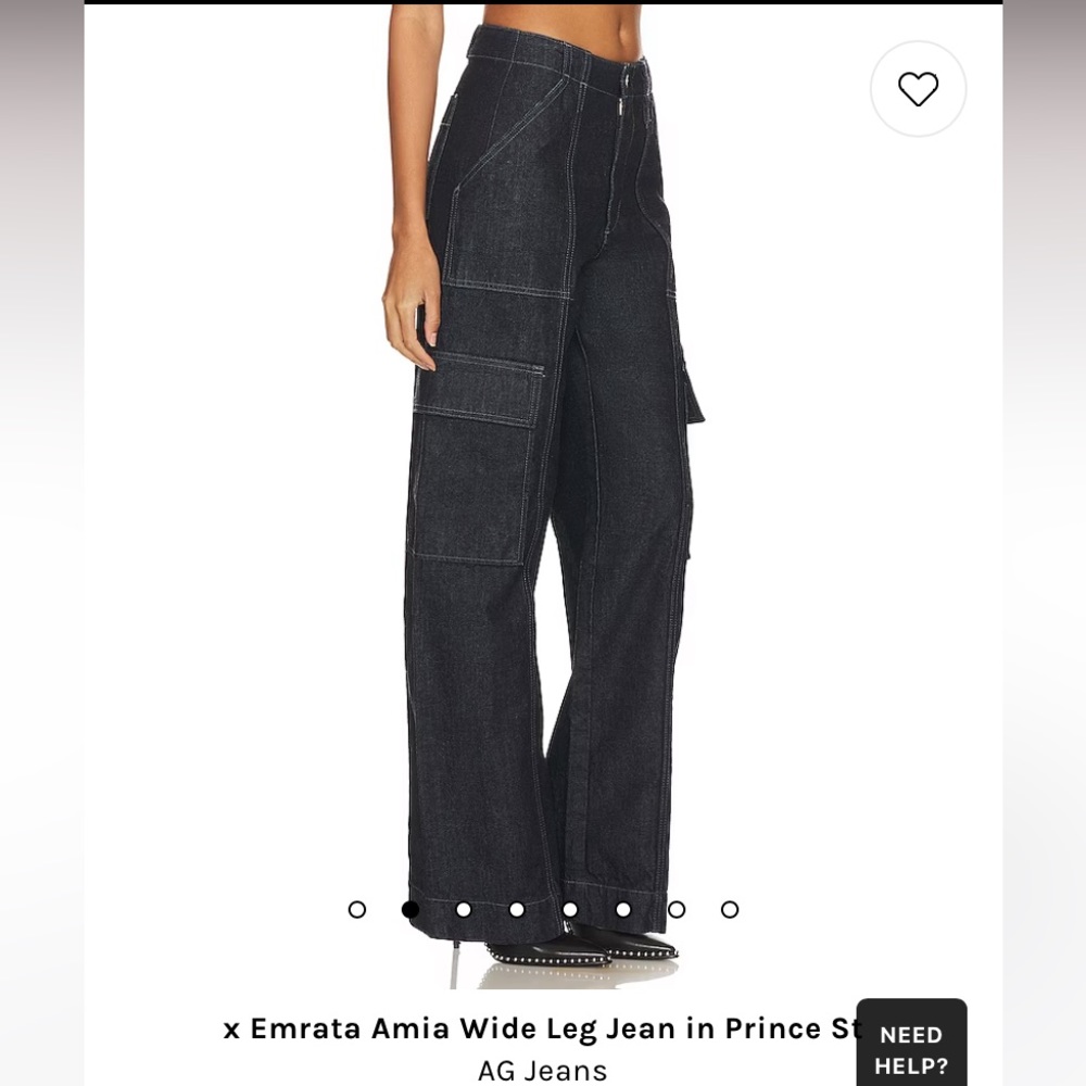 NWT AG Jeans x Emrata Amia Wide Leg Cargo Carpenter Denim trouser pant Jean - Picture 4 of 17